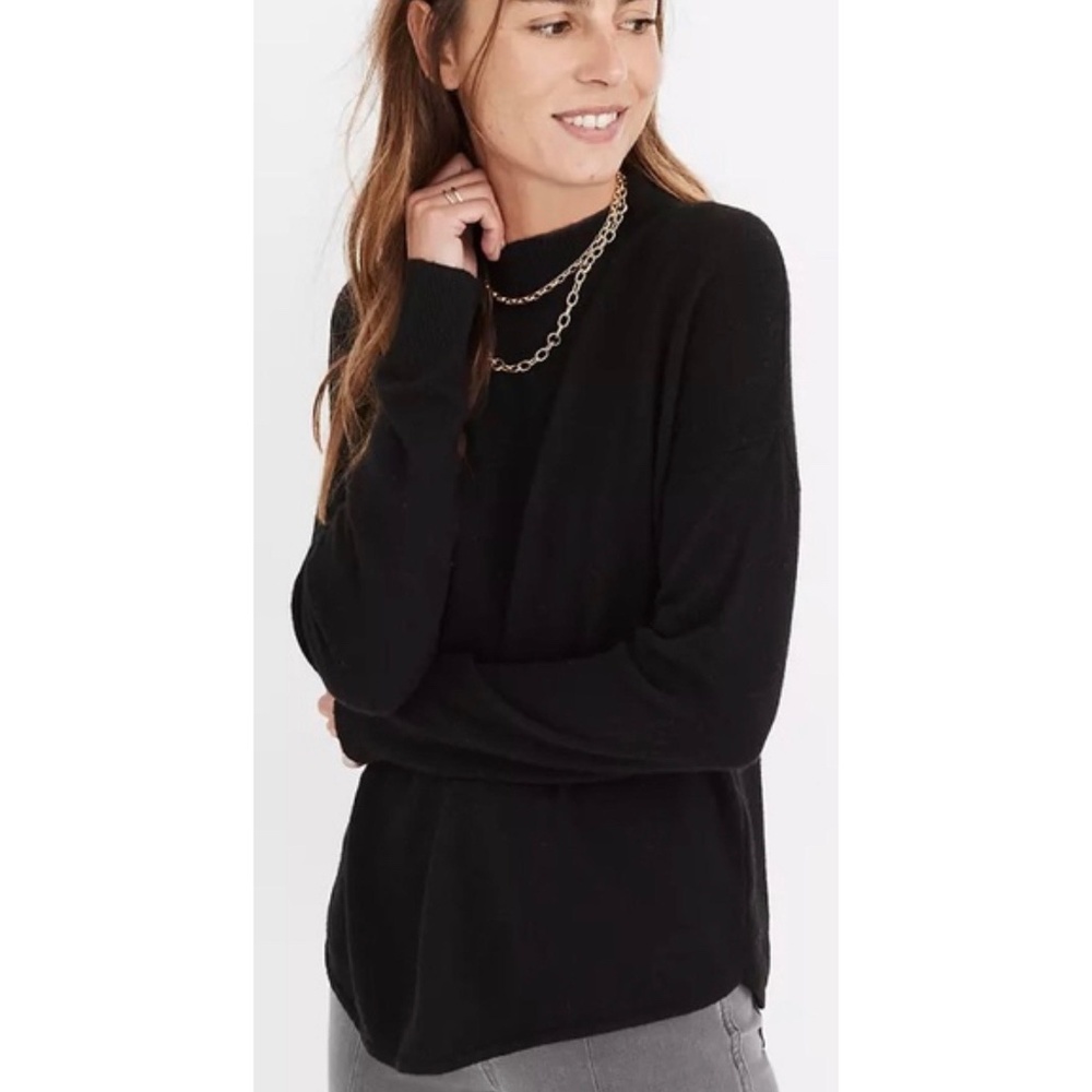NWT Madewell Women's Ashbury Mockneck Wool and Alpaca Sweater in Black, Large